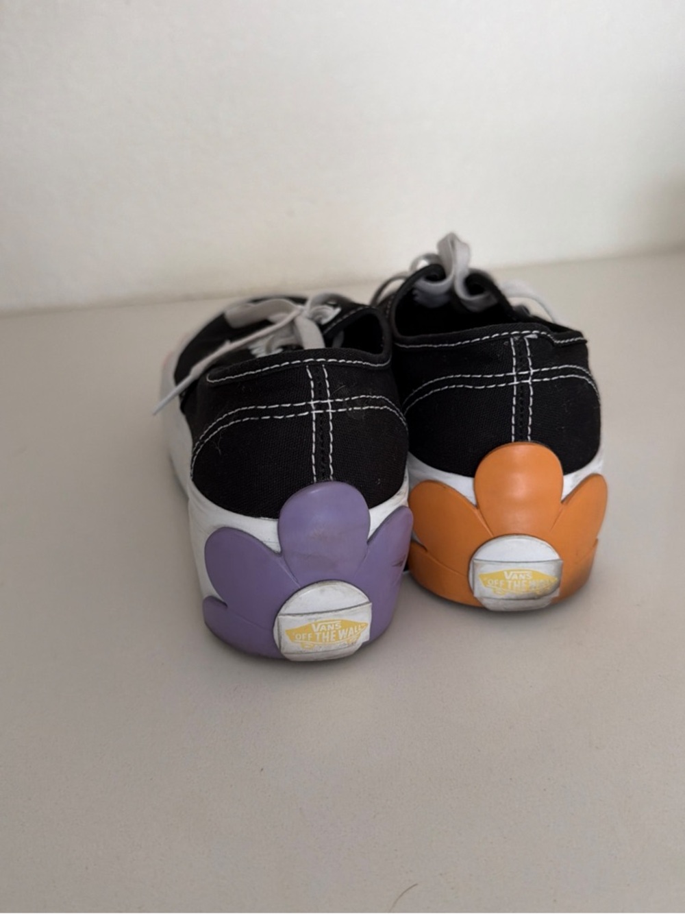 Vans Black Canvas Sneakers with White Soles and Floral Accents - Picture 3 of 5